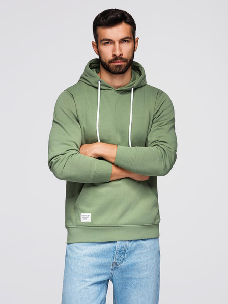 Ombre Clothing Herren Känguruhhoodie BASIC mit Kapuze - Grün V3 B1674 Ombre Clothing