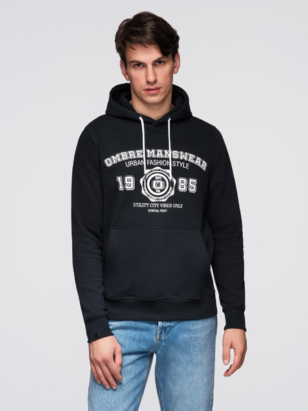 Ombre Clothing Herren Hoodie mit Kapuze und Grafik - Schwarz V3 B1714 Ombre Clothing