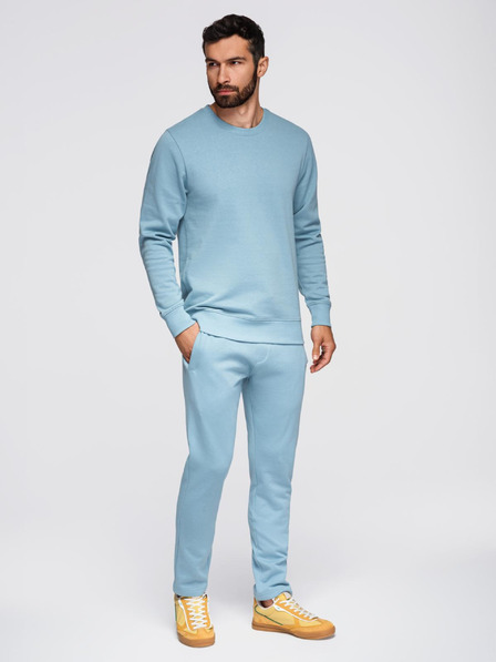 Ombre Clothing Herren Trainingsanzug Hoodie mit Rundhalsausschnitt + Hose Regular Fit - Hellblau V7 Z122 Ombre Clothing