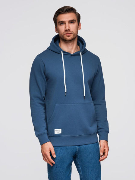 Ombre Clothing Herren Hoodie BASIC mit Kängurutasche und Kapuze - Dunkelblau V4 B1674 Ombre Clothing