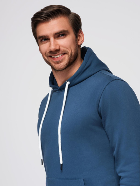 Ombre Clothing Herren Hoodie BASIC mit Kängurutasche und Kapuze - Dunkelblau V4 B1674 Ombre Clothing
