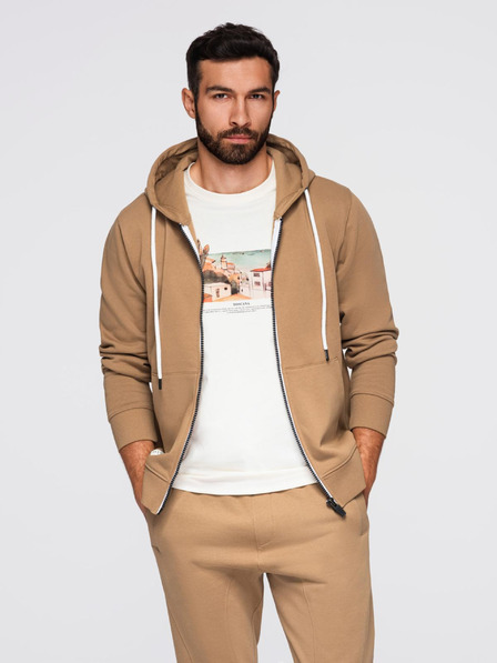 Ombre Clothing Herren Trainingsanzug Hoodie mit Kapuze + Jogginghose - Kamel V2 Z119 Ombre Clothing