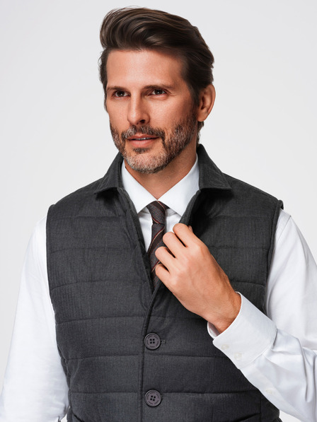 Ombre Clothing Herren-gesteppte elegante Weste - Grafit meliert V1 OM-JAVJ-0275 Ombre Clothing