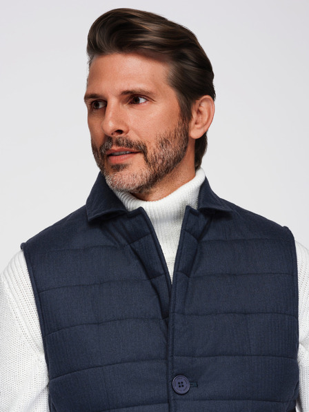 Ombre Clothing Herren-elegante gesteppte Weste - dunkelblau meliert V3 OM-JAVJ-0275 Ombre Clothing