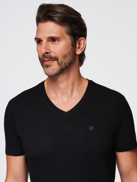 Ombre Clothing Schwarzes Herren-T-Shirt mit V-Ausschnitt Ombre Clothing