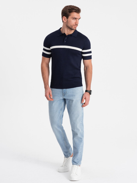 Ombre Clothing Dunkelblaues Herren-Poloshirt Ombre Clothing
