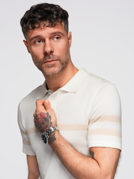 Ombre Clothing Cremefarbenes Herren-Poloshirt Ombre-Kleidung