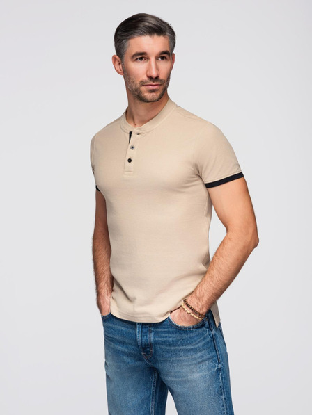 Ombre Clothing Beigefarbenes Herren-Poloshirt Ombre Clothing