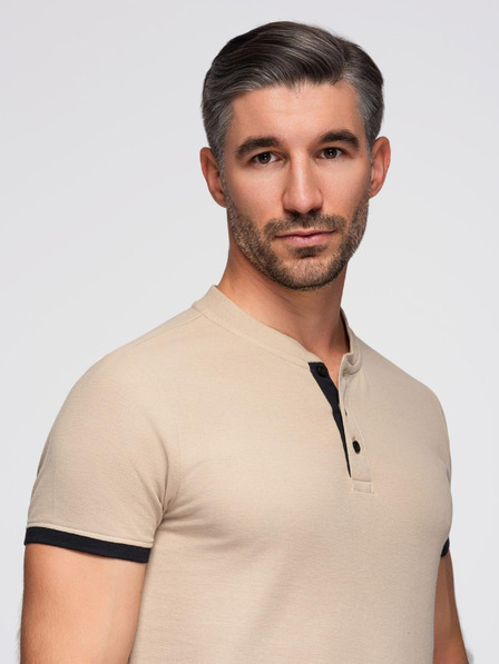 Ombre Clothing Beigefarbenes Herren-Poloshirt Ombre Clothing