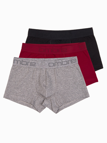 Ombre Clothing Dreier-Set Herren-Boxershorts in Grau, Burgunderrot und Schwarz Ombre Clothing