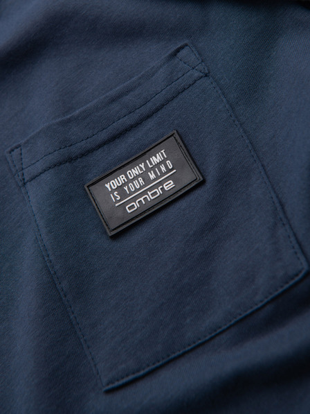 Ombre Clothing Dunkelblaues Herren-T-Shirt mit Tasche Ombre Clothing