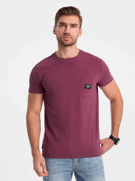 Ombre Clothing Dunkelrosa Herren T-Shirt mit Tasche Ombre Kleidung