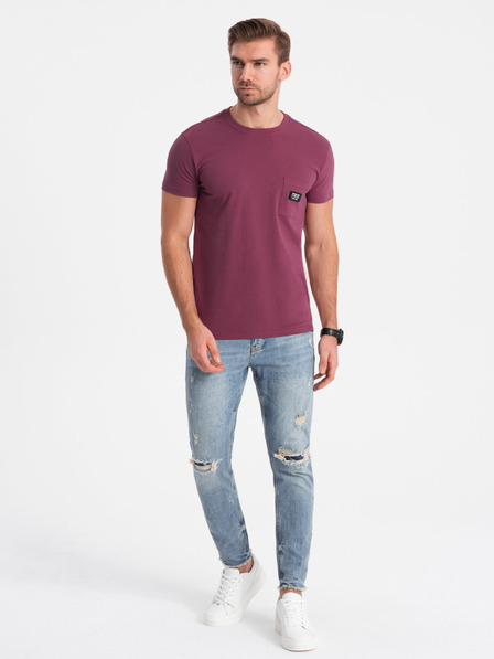 Ombre Clothing Dunkelrosa Herren T-Shirt mit Tasche Ombre Kleidung