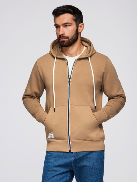 Ombre Clothing Brauner Herren Basic Hoodie mit Reißverschluss und Kapuze Ombre Clothing