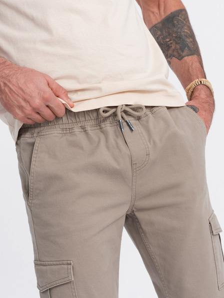 Ombre Clothing Beige Herren-Cargo-Jogger-Hosen Ombre Clothing