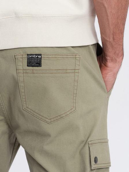 Ombre Clothing Khaki Herren-Cargo-Jogger-Hosen Ombre Clothing
