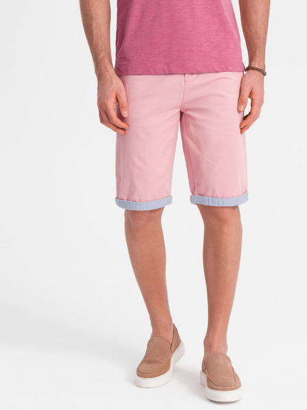Ombre Clothing Pinke Herren-Chino-Shorts mit Jeans-Saum Ombre Clothing