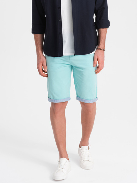 Ombre Clothing Türkisfarbene Herren-Chino-Shorts mit Jeans-Saum Ombre Clothing