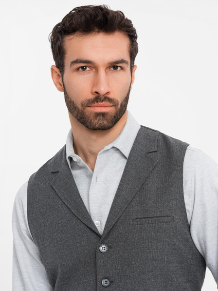 Ombre Clothing Dunkelgraue Herren-Anzugsweste mit Kragen Ombre Clothing