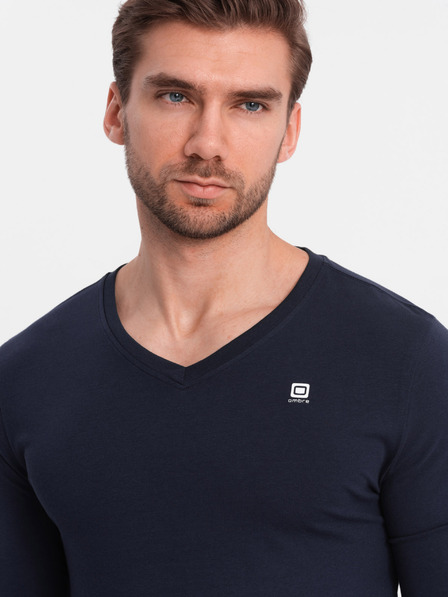 Ombre Clothing Dunkelblaues Herren-T-Shirt mit V-Ausschnitt Ombre Clothing