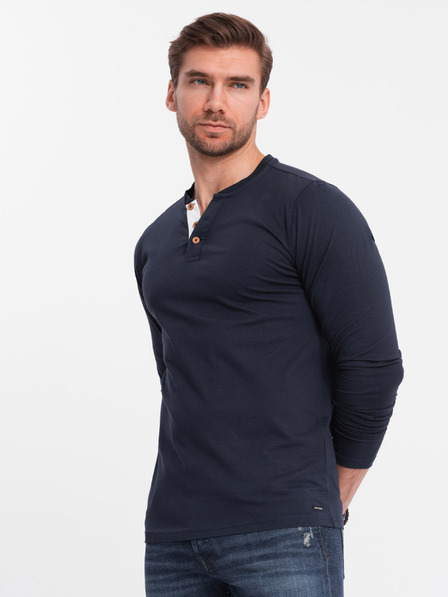 Ombre Clothing Dunkelblaues Herren-Button-Down-Hemd Ombre Clothing HENLEY