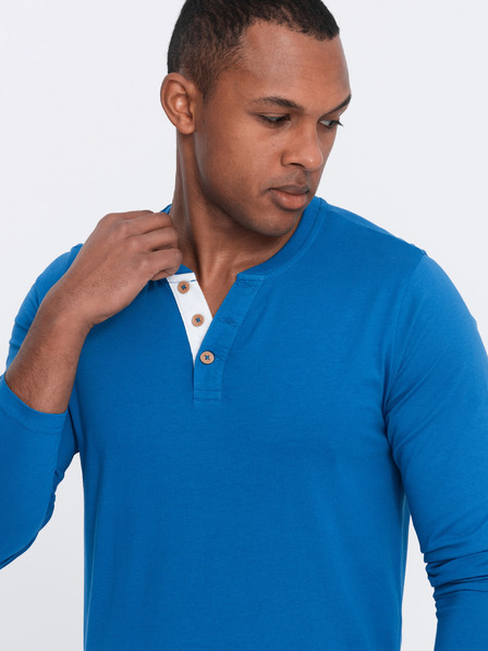 Ombre Clothing Blaues Herren-Button-Down-Hemd Ombre Clothing HENLEY