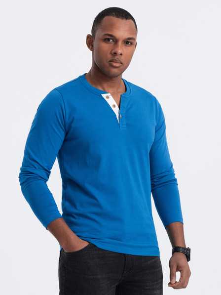 Ombre Clothing Blaues Herren-Button-Down-Hemd Ombre Clothing HENLEY