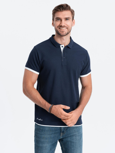Ombre Clothing Dunkelblaues Herren-Polohemd Ombre Clothing