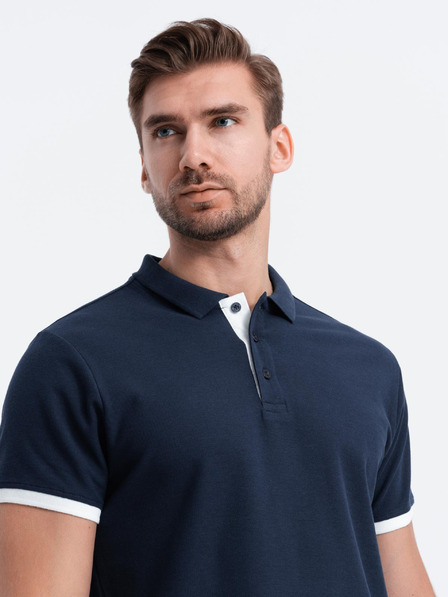 Ombre Clothing Dunkelblaues Herren-Polohemd Ombre Clothing