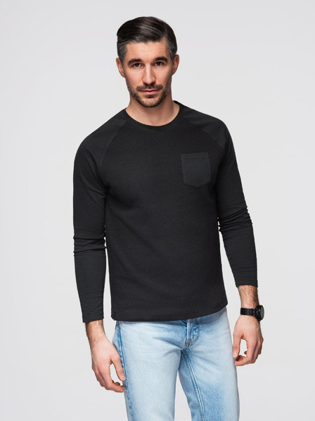Ombre Clothing Schwarzes Herren-Basic-Hemd mit Tasche Ombre Clothing