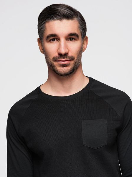 Ombre Clothing Schwarzes Herren-Basic-Hemd mit Tasche Ombre Clothing