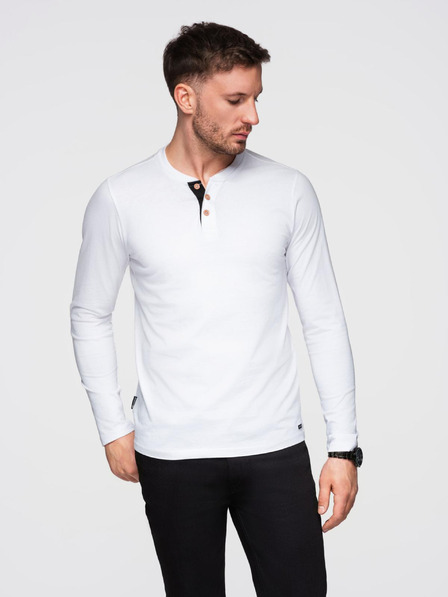 Ombre Clothing Weißes Herren-Button-Down-Hemd Ombre Clothing HENLEY