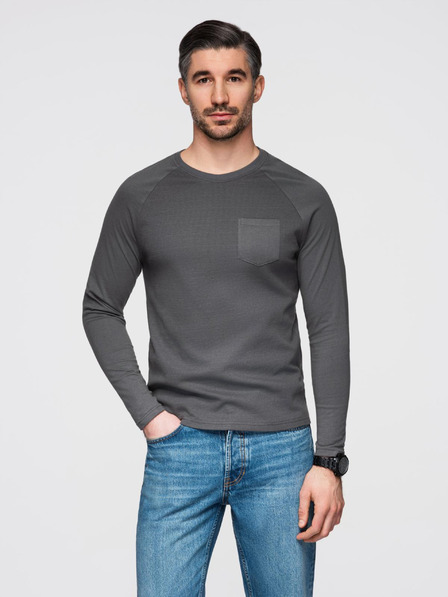 Ombre Clothing Dunkelgraues Herren-Basic-Hemd mit Tasche Ombre Clothing