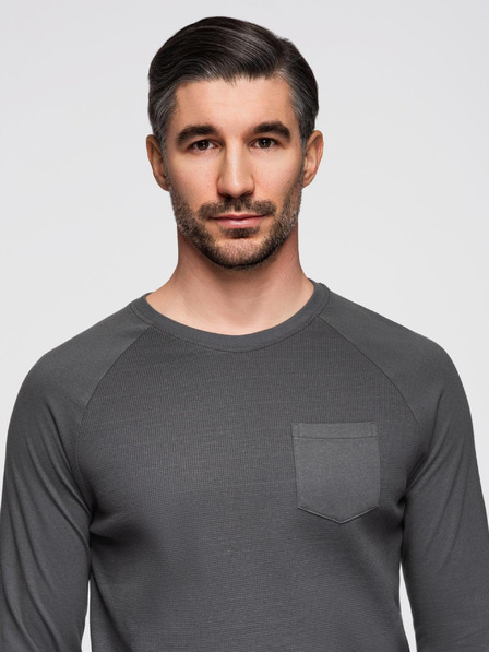 Ombre Clothing Dunkelgraues Herren-Basic-Hemd mit Tasche Ombre Clothing