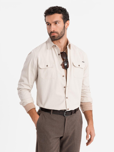 Ombre Clothing Cremefarbenes Herren Ombre Clothing Überhemd