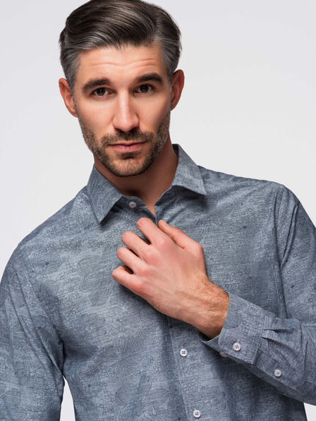 Ombre Clothing Grau gemustertes Herrenhemd Ombre Clothing