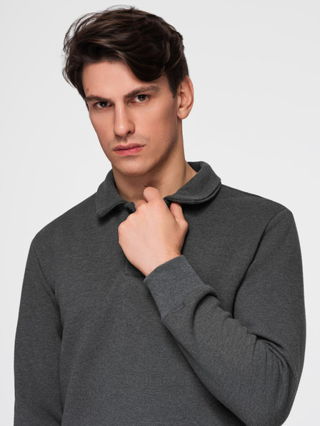 Ombre Clothing Graues Herren-Sweatshirt mit Grundkragen Ombre Kleidung