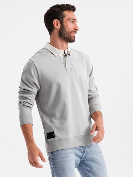 Ombre Clothing Hellgrau Herren Kragen Sweatshirt Ombre Kleidung