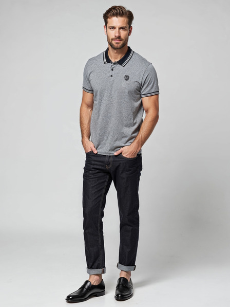 Ombre Clothing Schwarzes gestreiftes Herren-Poloshirt Ombre Clothing