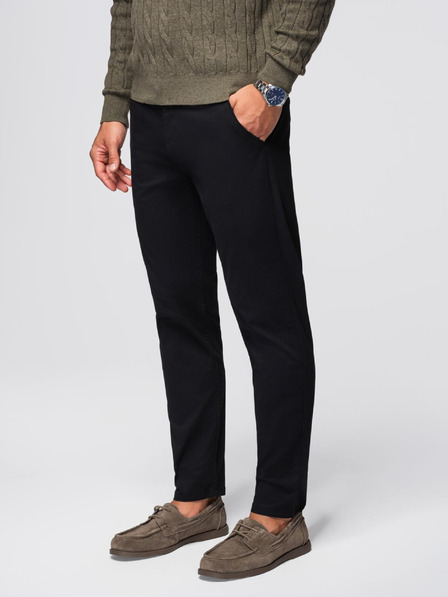 Ombre Clothing Schwarze Herren Chino-Hose mit Ziergürtel Ombre Clothing