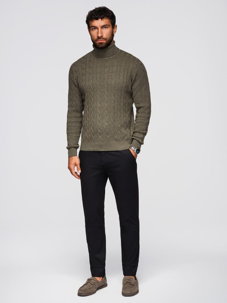 Ombre Clothing Schwarze Herren Chino-Hose mit Ziergürtel Ombre Clothing