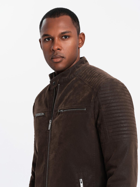 Ombre Clothing Herren Retro-Bikerjacke mit Stehkragen Ombre Clothing V1 OM-JAFL-0197