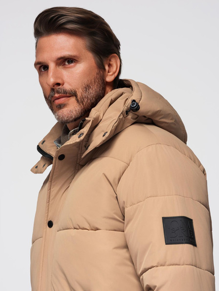 Ombre Clothing Lange Parka-Steppjacke für Herren mit abnehmbarer Kapuze Ombre Clothing