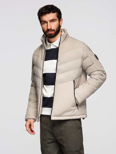 Ombre Clothing Herren Steppjacke mit hohem Kragen beige Ombre Clothing