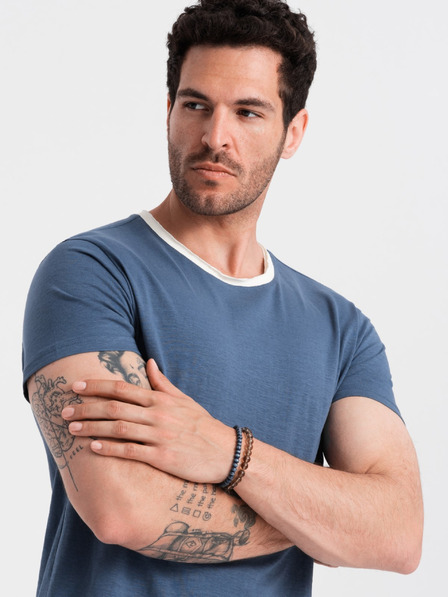 Ombre Clothing Dunkelblaues Herren-T-Shirt Ombre Clothing