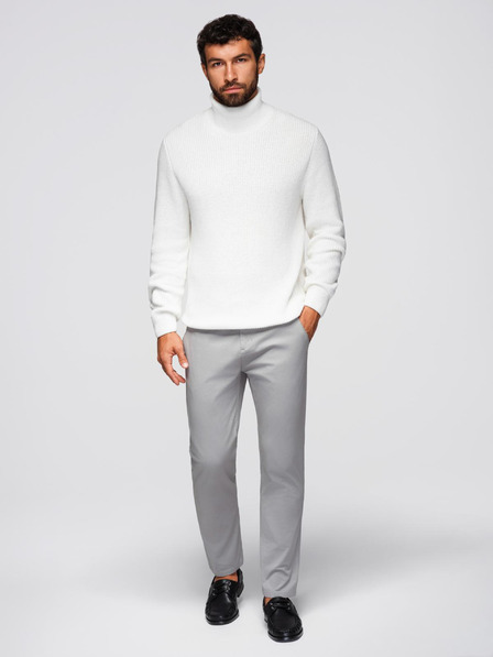 Ombre Clothing Hellgraue Herren-Chinohose mit Ziergürtel Ombre Clothing