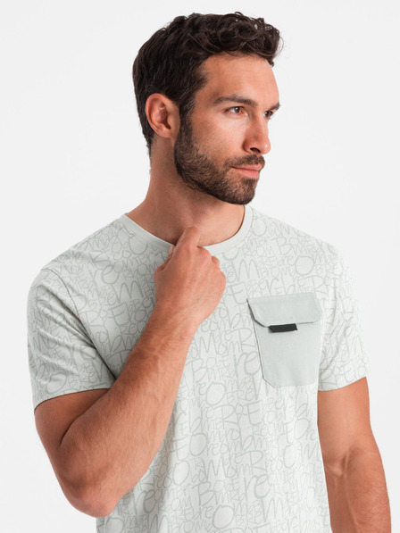 Ombre Clothing Hellgrünes Herren-Taschen-T-Shirt Ombre Clothing