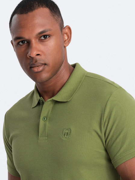 Ombre Clothing Grünes Herren-Strick-Poloshirt Ombre Clothing