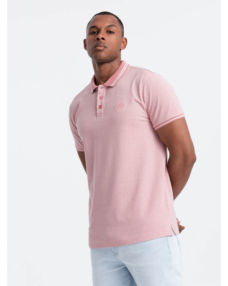 Ombre Clothing Melangefarbenes Herren-Poloshirt mit gestreiftem Kragen Ombre Clothing