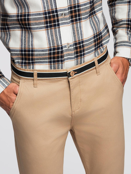 Ombre Clothing Beige Herren-Chinohose mit Ziergürtel Ombre Clothing